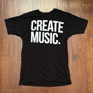 Aspire and Create Unisex Black 'Create Music' Graphic Tee, Size Small, NWOT